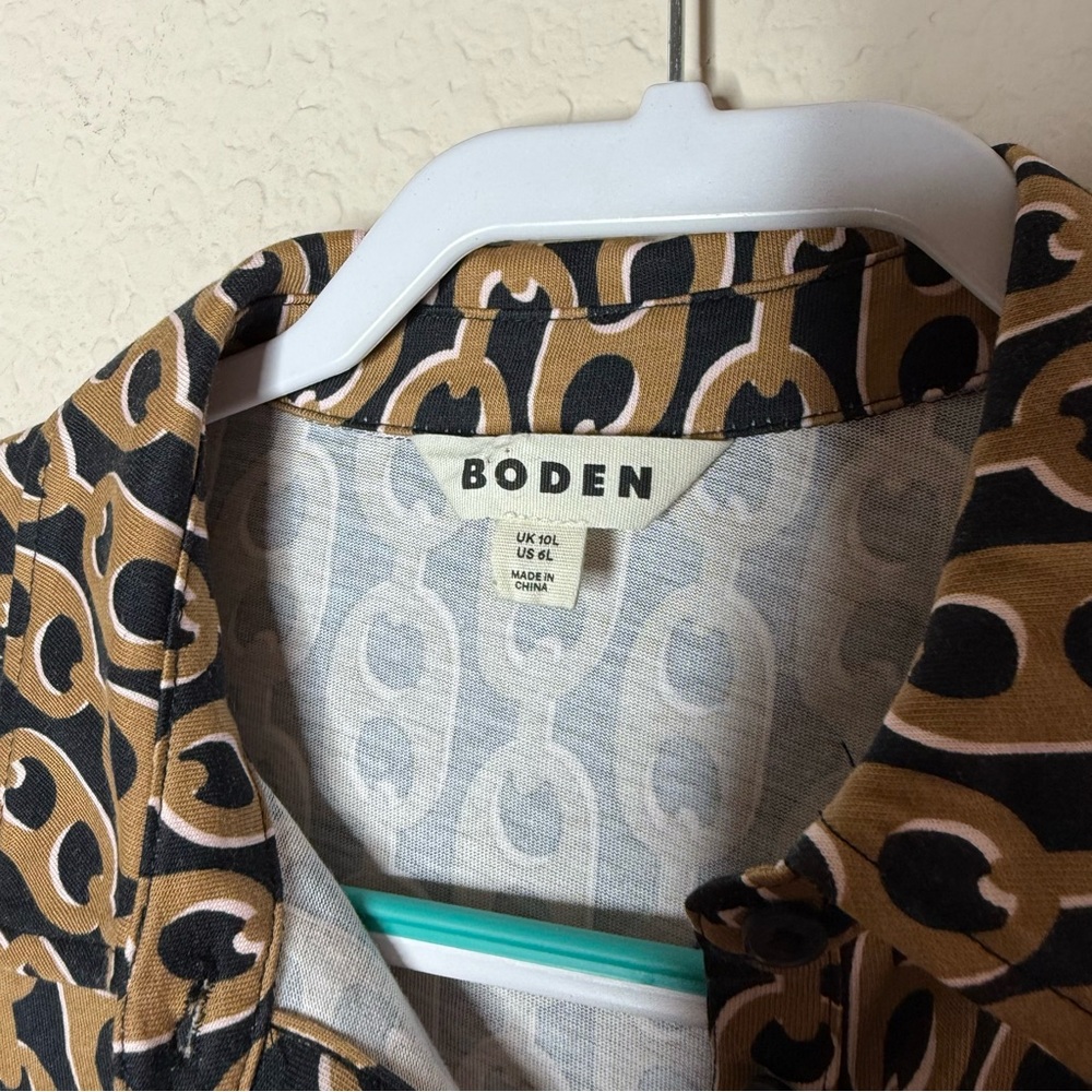 Boden Laura Jersey Midi Shirt Dress Size 6L Longer Length Chain Pattern - Picture 4 of 5
